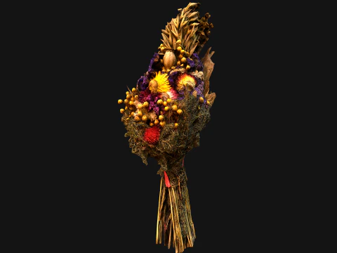 Herbarium Bouquet of Flowers and Herbs Alchemist Witch Set 3D Model