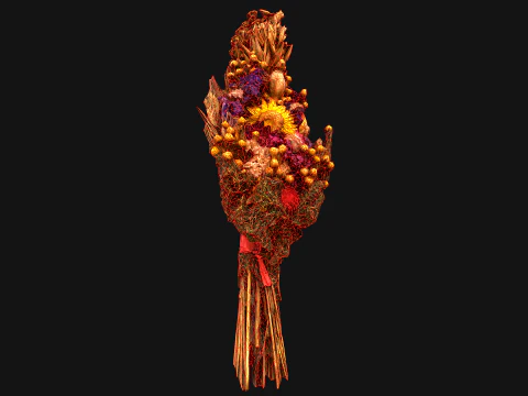 Herbarium Bouquet of Flowers and Herbs Alchemist Witch Set 3D Model