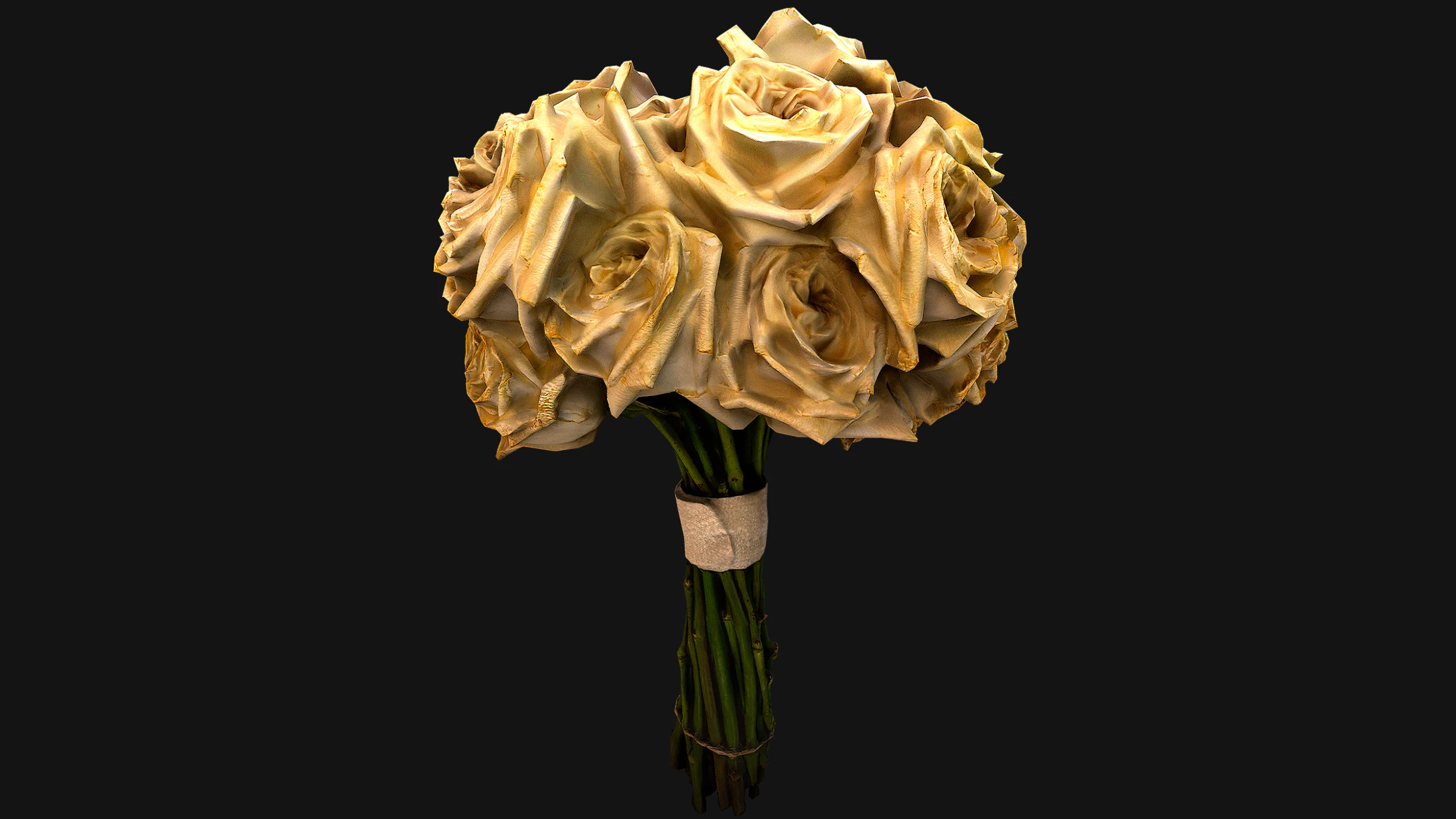 White Roses Bridal Bouquet 3D Model .c4d .max .obj .3ds .fbx .stl .blend 