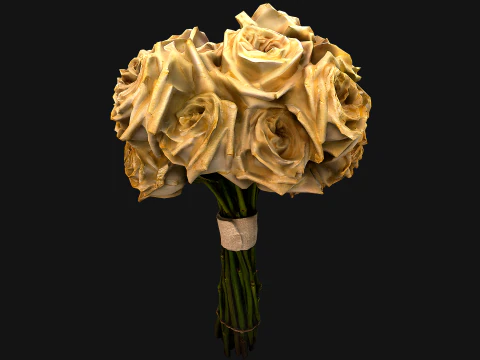 Witte rozen bruidsboeket 3D Model