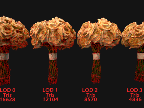 White Roses Bridal Bouquet 3Dモデル