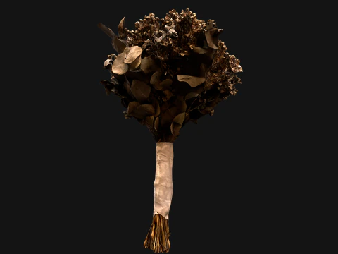 Wedding Bridal Bouquet White Roses Dried Flowers Set 3D Model
