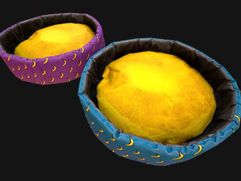 Pet Bed for Cats and Dogs with Banana Print Modelo 3D