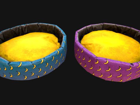 Pet Bed for Cats and Dogs with Banana Print Modelo 3D