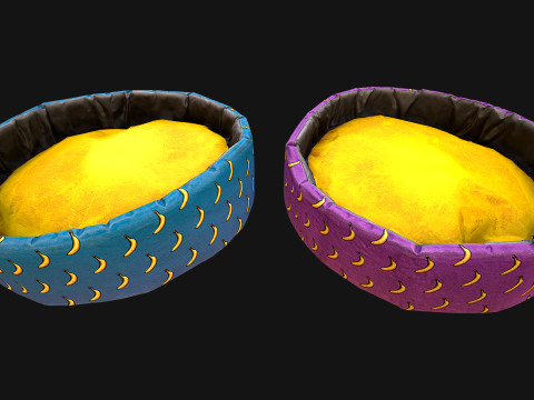 Pet Bed for Cats and Dogs with Banana Print Modelo 3D