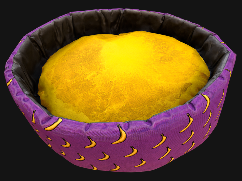 Pet Bed for Cats and Dogs with Banana Print Modelo 3D