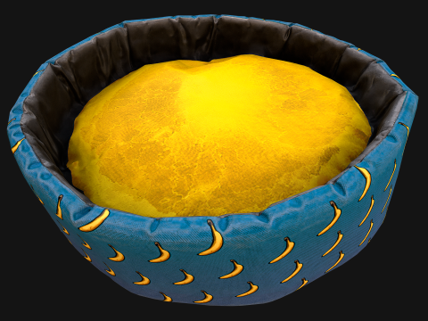 Pet Bed for Cats and Dogs with Banana Print Modelo 3D