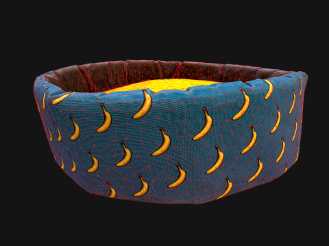 Pet Bed for Cats and Dogs with Banana Print Modelo 3D