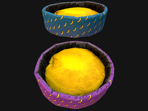 Pet Bed for Cats and Dogs with Banana Print Modelo 3D