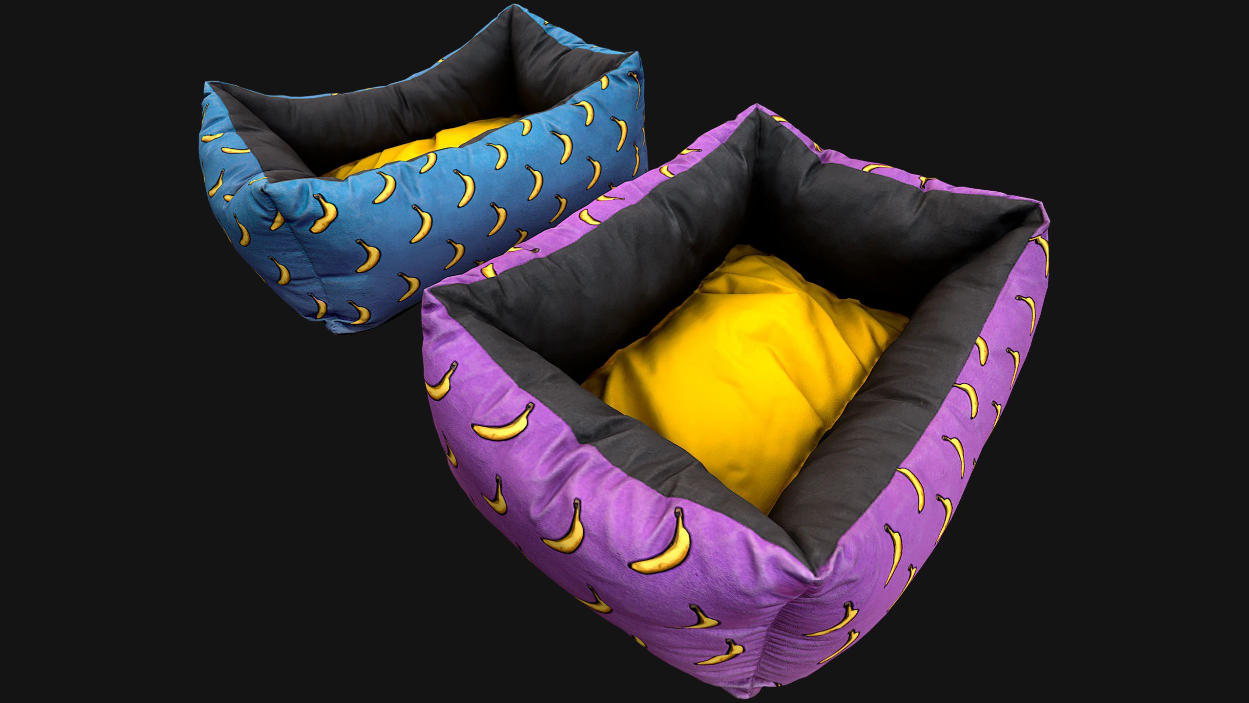 Dog Cat Pet Bed Banana Print 3D Model .c4d .max .obj .3ds .fbx .stl .blend 