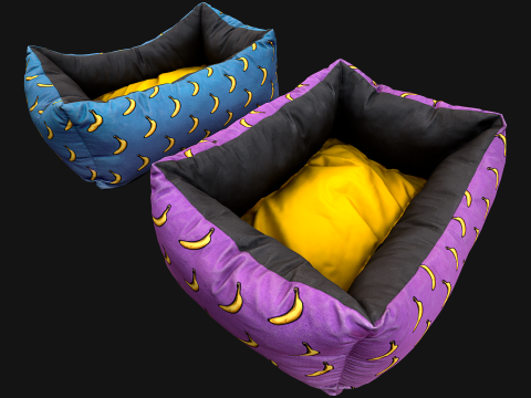 Dog Cat Pet Bed Banana Print Modelo 3D
