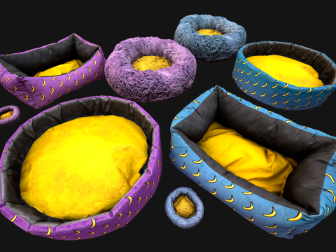Bed for Animals Dog Cat Rodent Hamster Rat Pet Set Modelo 3D