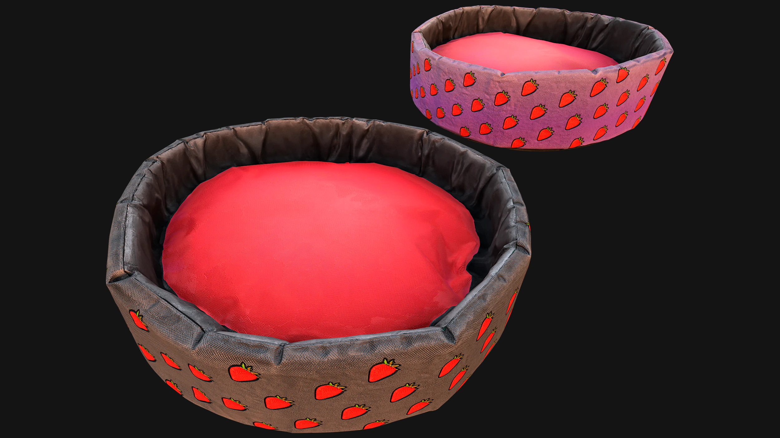 Pet Bed for Cats and Dogs with Strawberry Print 3D Model .c4d .max .obj .3ds .fbx .stl .blend 