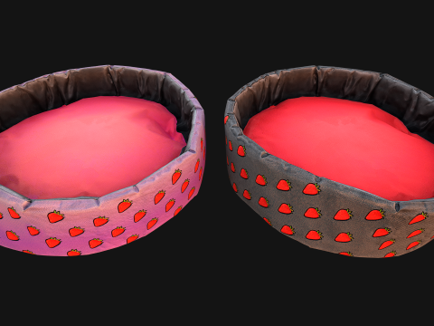 Pet Bed for Cats and Dogs with Strawberry Print 3D Model