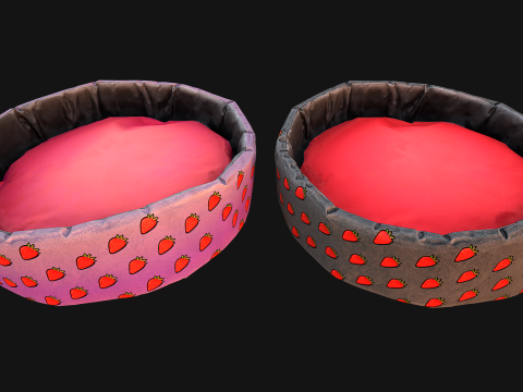 Pet Bed for Cats and Dogs with Strawberry Print 3D Model