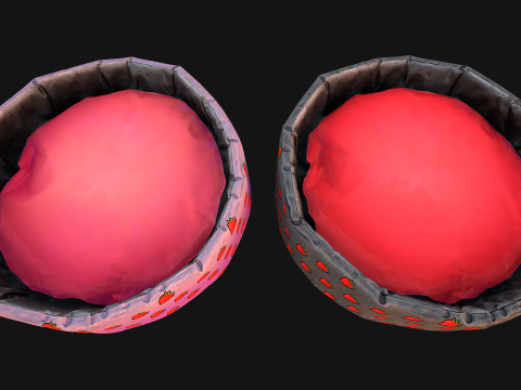 Pet Bed for Cats and Dogs with Strawberry Print 3D Model
