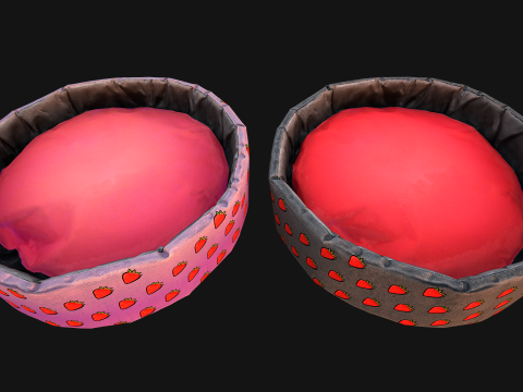 Pet Bed for Cats and Dogs with Strawberry Print 3D Model