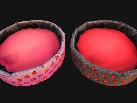 Pet Bed for Cats and Dogs with Strawberry Print 3D Model