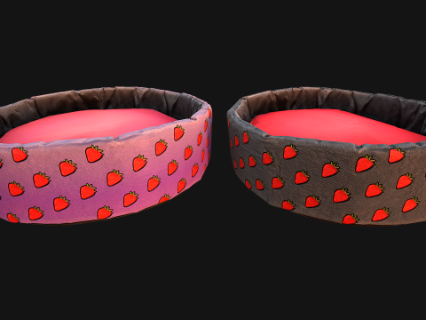 Pet Bed for Cats and Dogs with Strawberry Print 3D Model