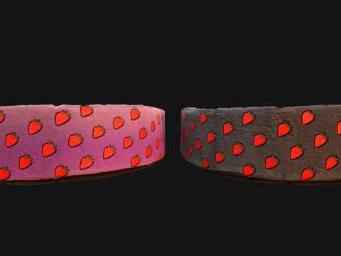 Pet Bed for Cats and Dogs with Strawberry Print 3D Model
