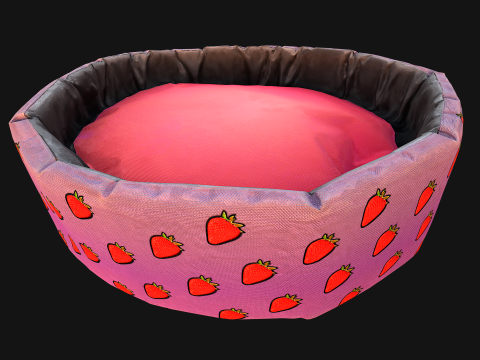 Pet Bed for Cats and Dogs with Strawberry Print 3D Model