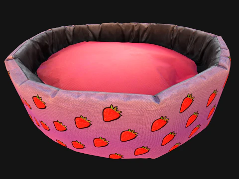 Pet Bed for Cats and Dogs with Strawberry Print 3D Model