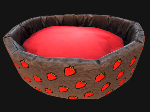 Pet Bed for Cats and Dogs with Strawberry Print 3D Model