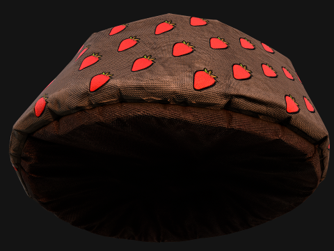 Pet Bed for Cats and Dogs with Strawberry Print 3D Model