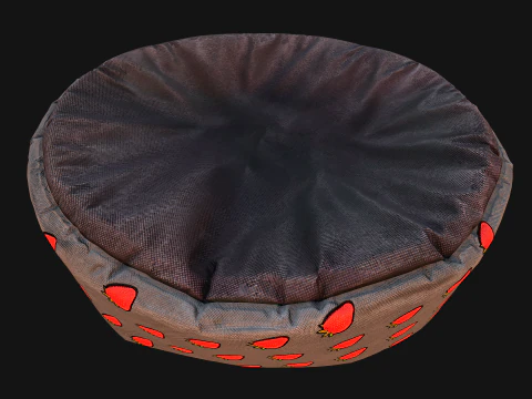 Pet Bed for Cats and Dogs with Strawberry Print 3D Model