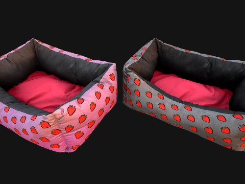 Dog Cat Pet Bed Strawberry Print Model 3D