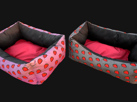 Dog Cat Pet Bed Strawberry Print 3D Model