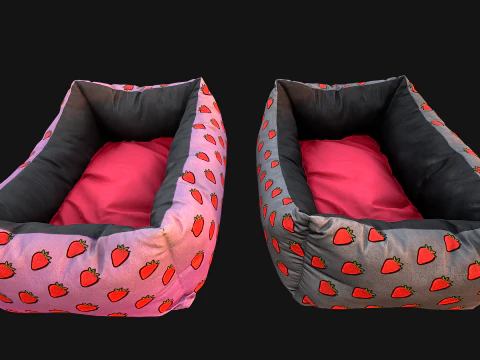 Dog Cat Pet Bed Strawberry Print 3D Model