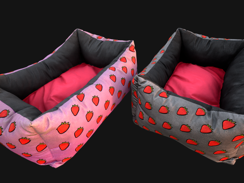 Dog Cat Pet Bed Strawberry Print Model 3D