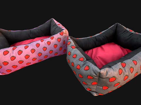 Dog Cat Pet Bed Strawberry Print 3D Model