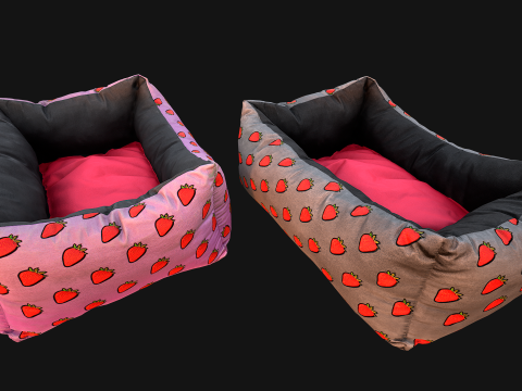 Dog Cat Pet Bed Strawberry Print Model 3D