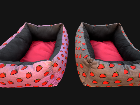 Dog Cat Pet Bed Strawberry Print Model 3D