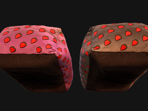Dog Cat Pet Bed Strawberry Print Model 3D