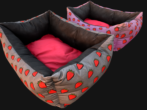 Dog Cat Pet Bed Strawberry Print Model 3D