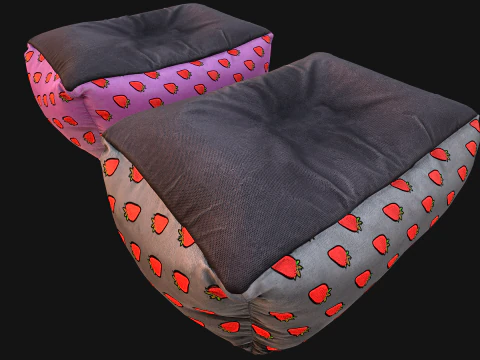 Dog Cat Pet Bed Strawberry Print 3D Model
