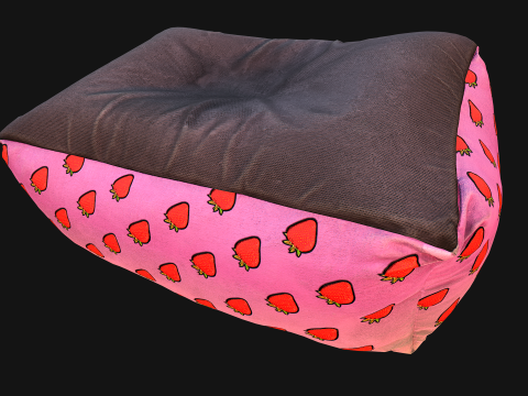 Dog Cat Pet Bed Strawberry Print Model 3D
