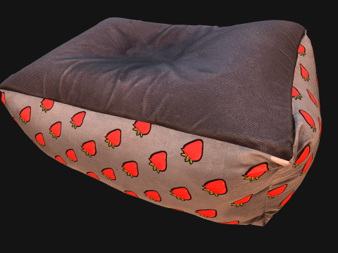 Dog Cat Pet Bed Strawberry Print Model 3D