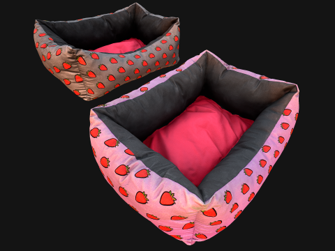 Dog Cat Pet Bed Strawberry Print Model 3D