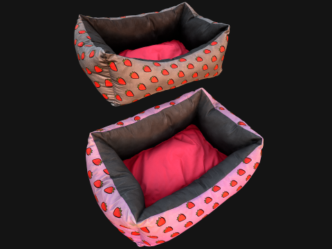 Dog Cat Pet Bed Strawberry Print Model 3D