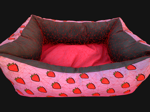 Dog Cat Pet Bed Strawberry Print Model 3D