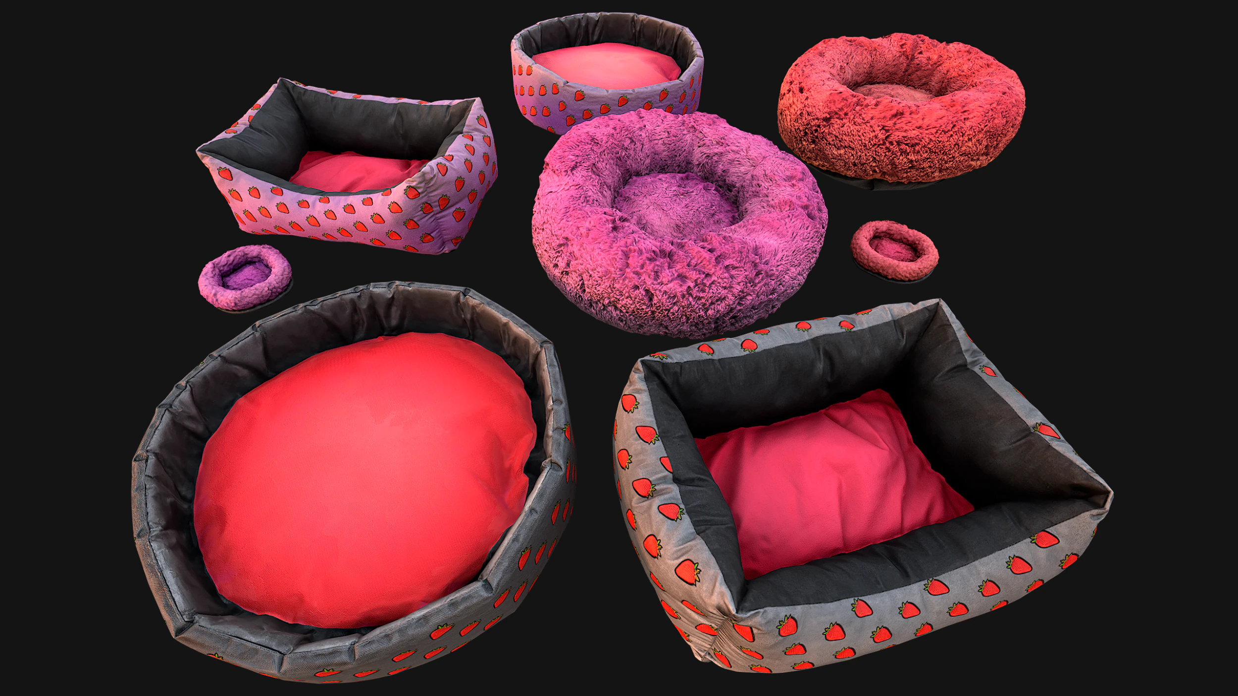 Bed for Animals Dog Cat Rodent Hamster Rat Pet Pack Set 3D Model .c4d .max .obj .3ds .fbx .stl .blend 