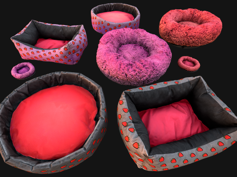 Bed for Animals Dog Cat Rodent Hamster Rat Pet Pack Set Modelo 3D