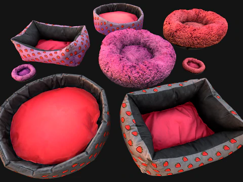 Legowisko dla zwierząt Pies Kot Gryzoń Chomik Szczur Zestaw zwierząt domowych Model 3D