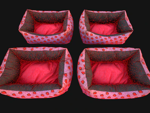 Bed for Animals Dog Cat Rodent Hamster Rat Pet Pack Set 3D Model