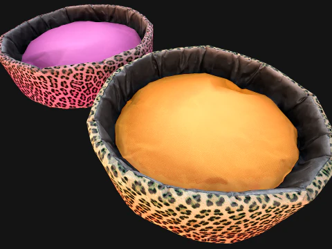 Haustierbett f&uuml;r Katze und Hund mit Leopardenmuster 3D Modell