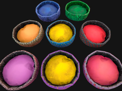 Подушка для кровати для мебели для домашних животных, кошек, собак, животных, зоопарка 3D Модель